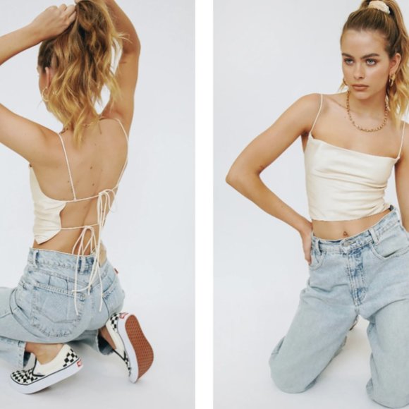 VRG GRL Luxe List Tie Back Top // Cream NWT - Picture 3 of 4